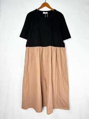 NEW Maye Mimi Dress Camel Size 2XL Midi Short Sleeve